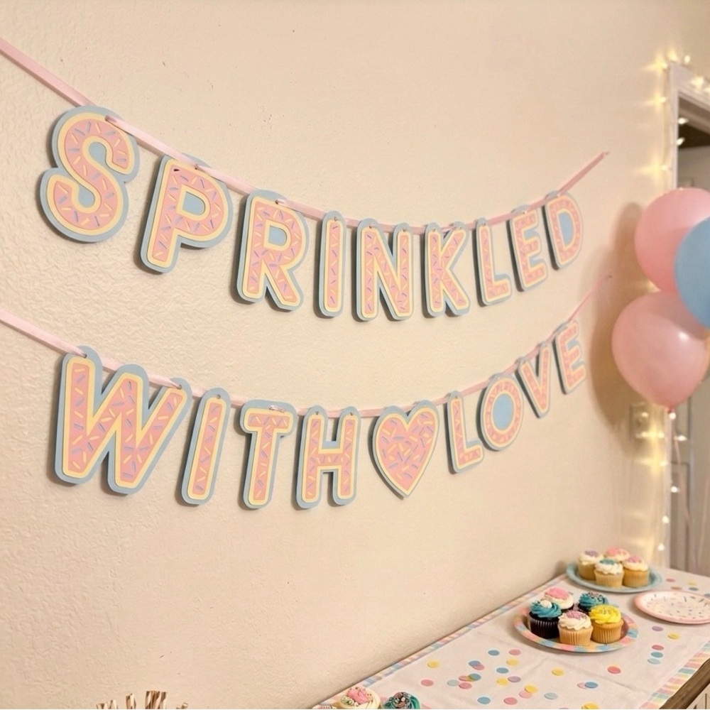 Sprinkled With Love Party Banner - Pink and Blue